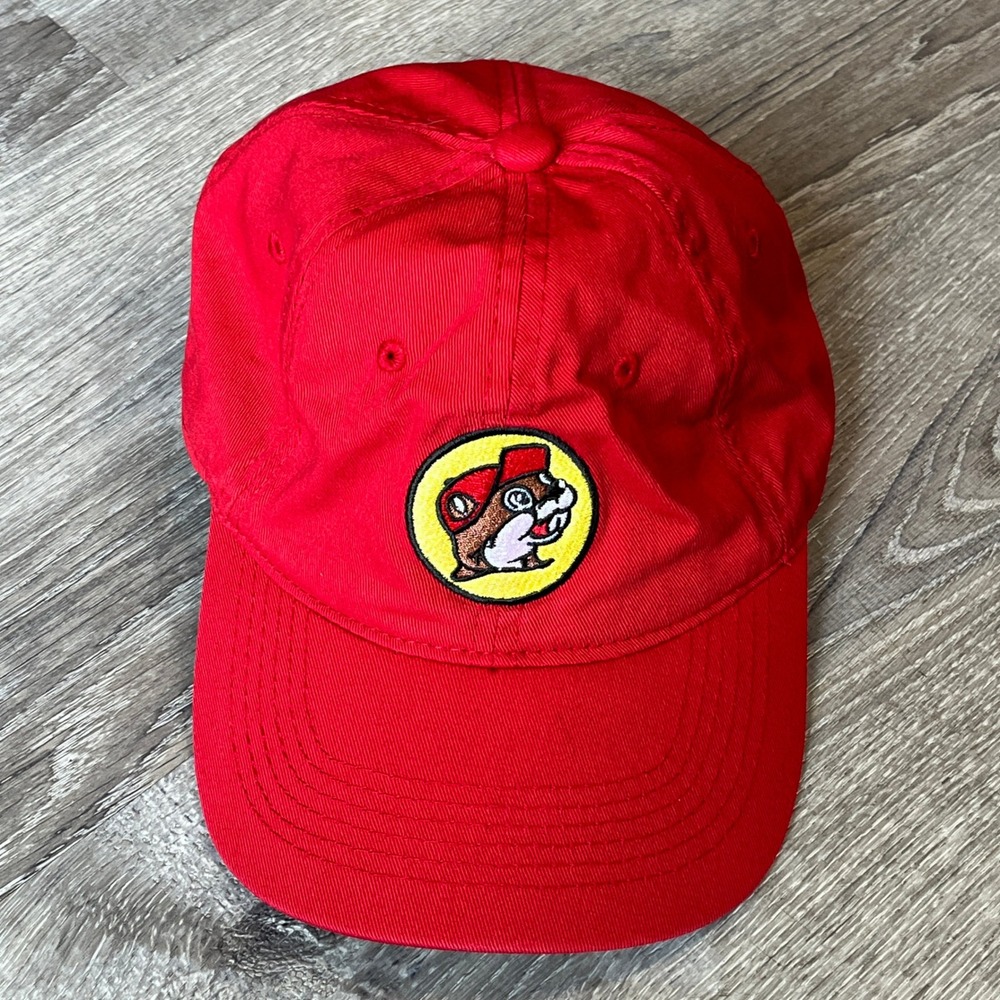 Buc-ee's Red Baseball Cap Adjustable Hat Embroidered Beaver Logo Patch